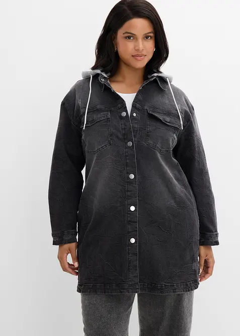 Jeansjacka med huva, bonprix