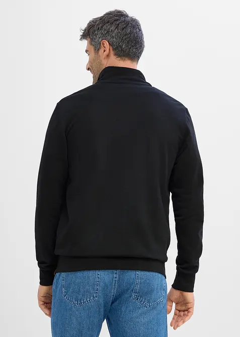 Sweatshirtjacka med st&aring;krage och detaljer i skinnimitation, bonprix