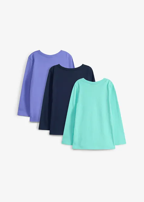 L&aring;ng&auml;rmad topp i ekologisk bomull (3-pack), bonprix