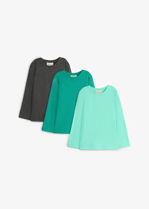 L&aring;ng&auml;rmad T-shirt i ekologisk bomull (3-pack), bonprix