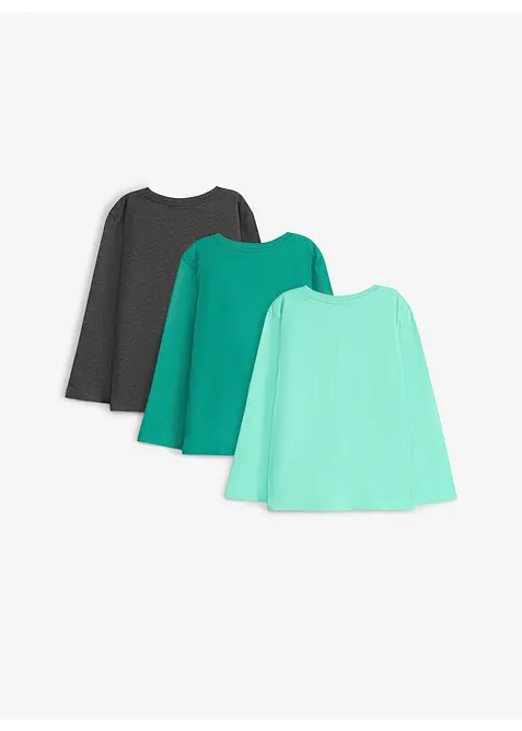 L&aring;ng&auml;rmad T-shirt i ekologisk bomull (3-pack), bonprix
