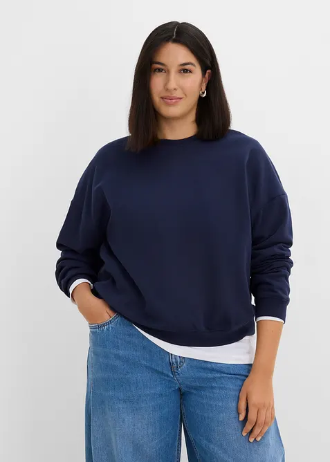 Kort oversizesweatshirt av ekologisk bomull, bonprix
