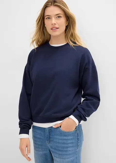 Kort oversizesweatshirt av ekologisk bomull, bonprix