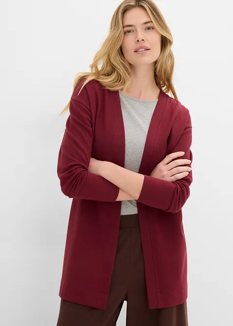 L&aring;ng sweatshirtjacka av mjuk bomullsmix, bonprix