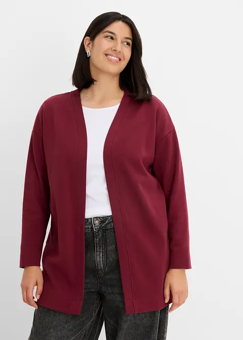 L&aring;ng sweatshirtjacka av mjuk bomullsmix, bonprix