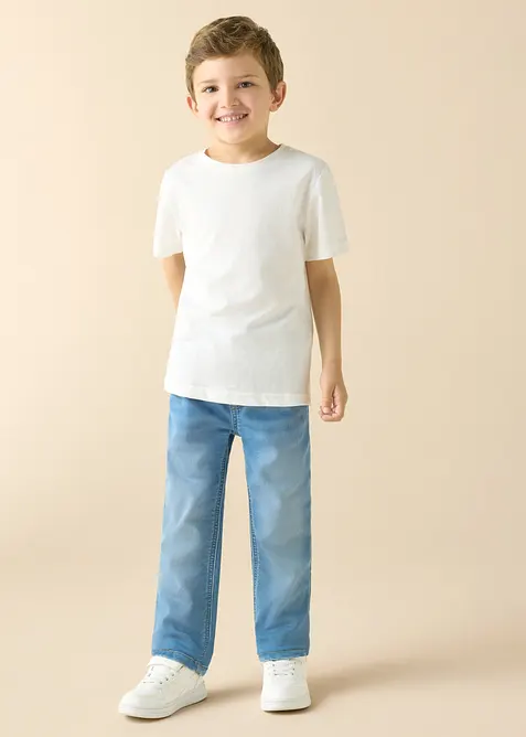 Regular Fit Sweat Jeans i dra p&aring;-modell, Straight, bonprix