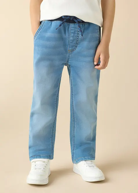 Regular Fit Sweat Jeans i dra p&aring;-modell, Straight, bonprix