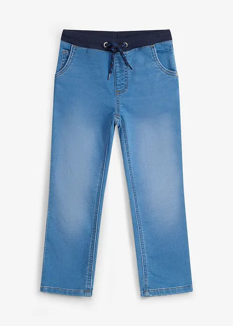 Regular Fit Sweat Jeans i dra p&aring;-modell, Straight, bonprix