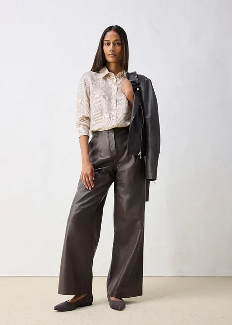 Skjortblus av mjukt material med silke, bonprix
