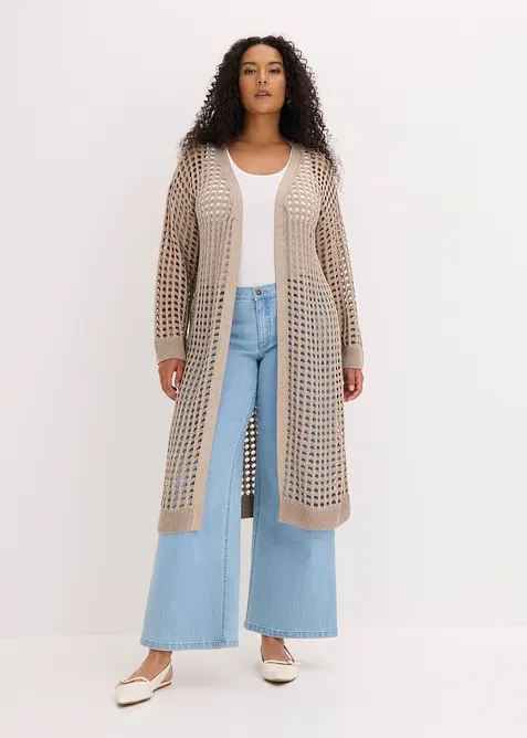 L&aring;ng cardigan med h&aring;lm&ouml;nster, bonprix