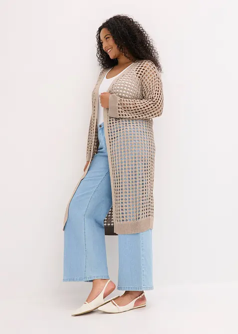 L&aring;ng cardigan med h&aring;lm&ouml;nster, bonprix
