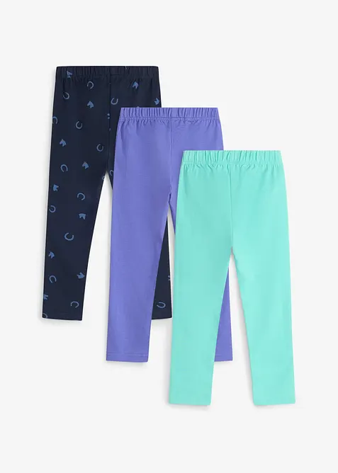 Leggings av stretchig mix med ekologisk bomull (3-pack), bonprix