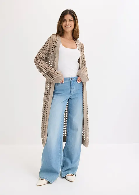 L&aring;ng cardigan med h&aring;lm&ouml;nster, bonprix