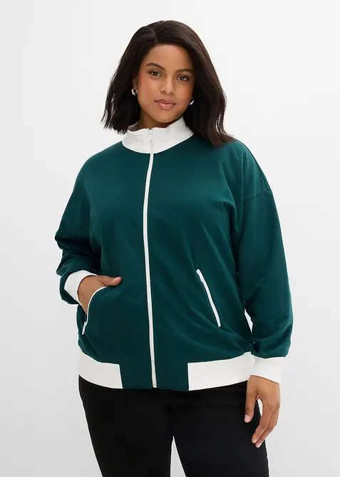 Sweatshirtjacka i ekologisk bomull, bonprix