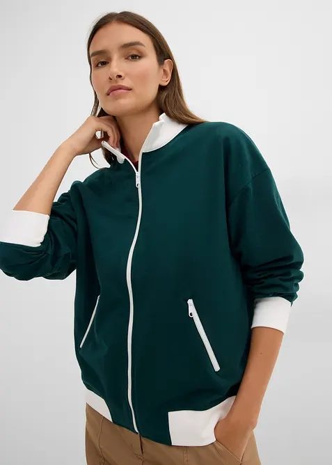 Sweatshirtjacka i ekologisk bomull, bonprix