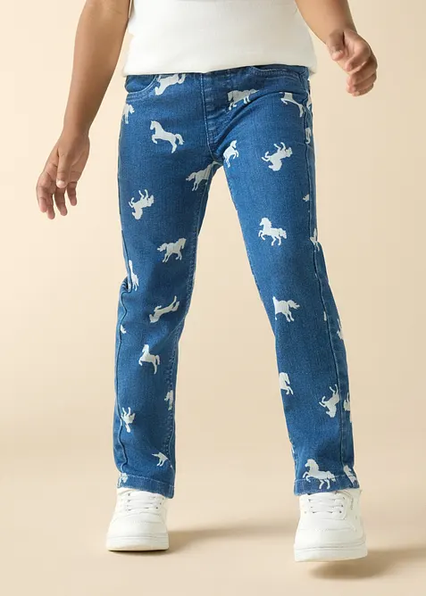 Dra p&aring;-jeans med elastisk midja, Mid Waist, bonprix
