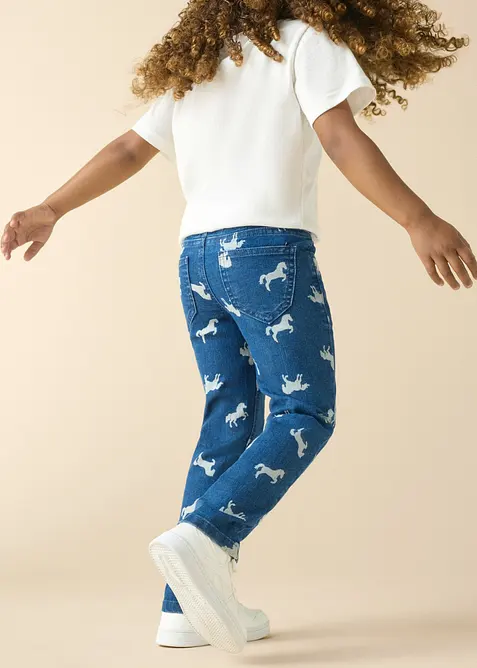 Dra p&aring;-jeans med elastisk midja, Mid Waist, bonprix