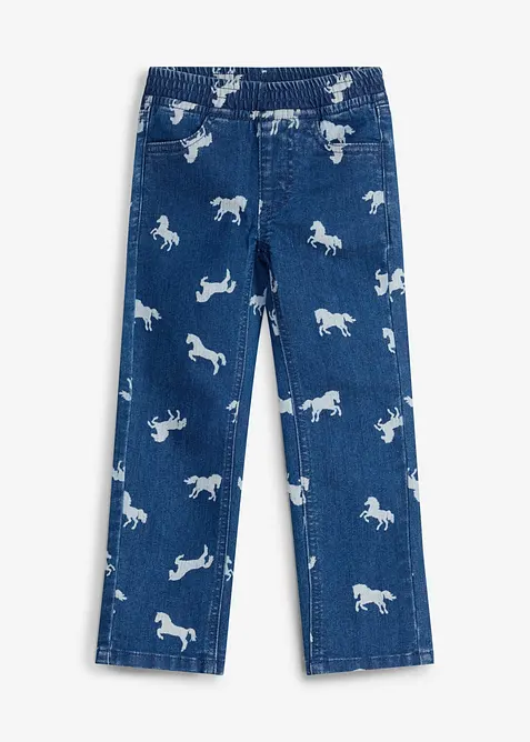 Dra p&aring;-jeans med elastisk midja, Mid Waist, bonprix