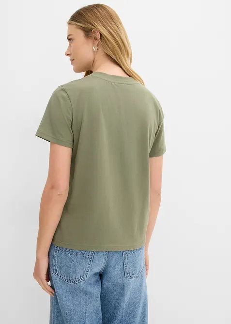 T-shirt med V-ringning i ekologisk bomull (3-pack), bonprix