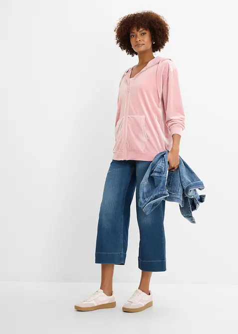 Sweatshirt med huva, av sammet, bonprix