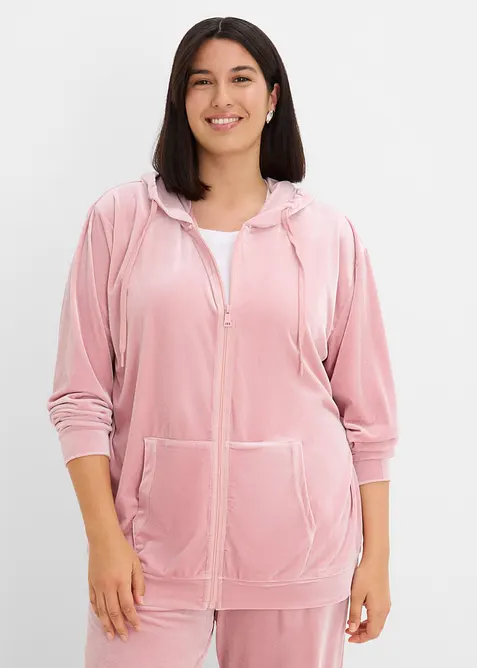 Sweatshirt med huva, av sammet, bonprix
