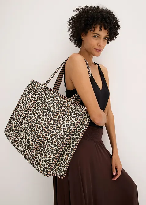 V&auml;ndbar shoppingv&auml;ska i bomull med leopardm&ouml;nster, bonprix