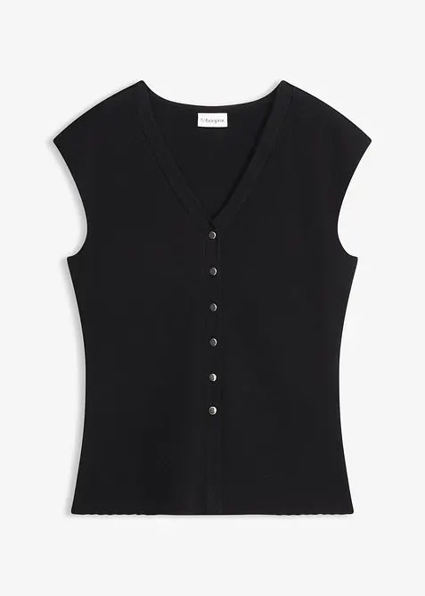 Stickad v&auml;st med V-ringning, bonprix