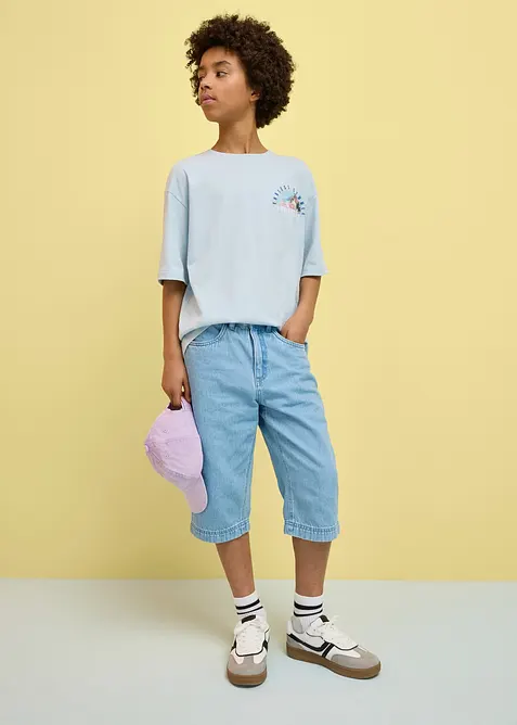 Jeansshorts med justerbar midja, Loose Fit, bonprix
