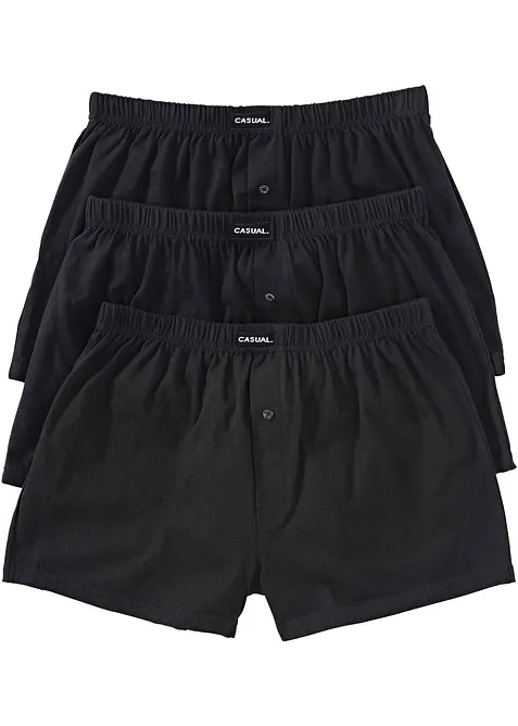 Ledigt skurna boxershorts i bomullsjersey (3-pack), bonprix