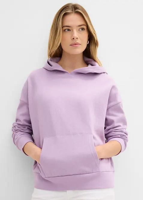 Oversizesweatshirt med huva i mjuk bomullsblandning, bonprix