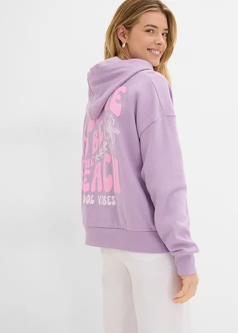 Oversizesweatshirt med huva i mjuk bomullsblandning, bonprix