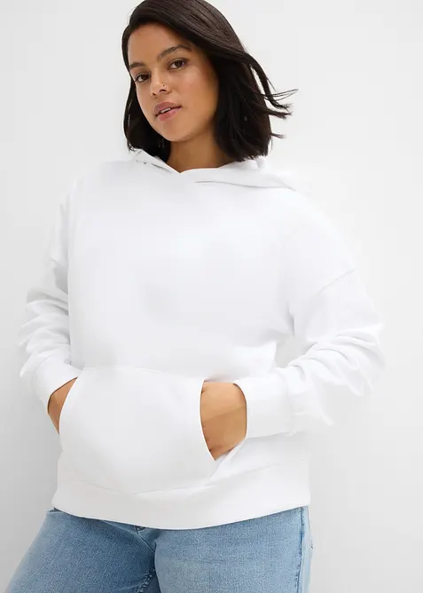 Oversizesweatshirt med huva i mjuk bomullsblandning, bonprix