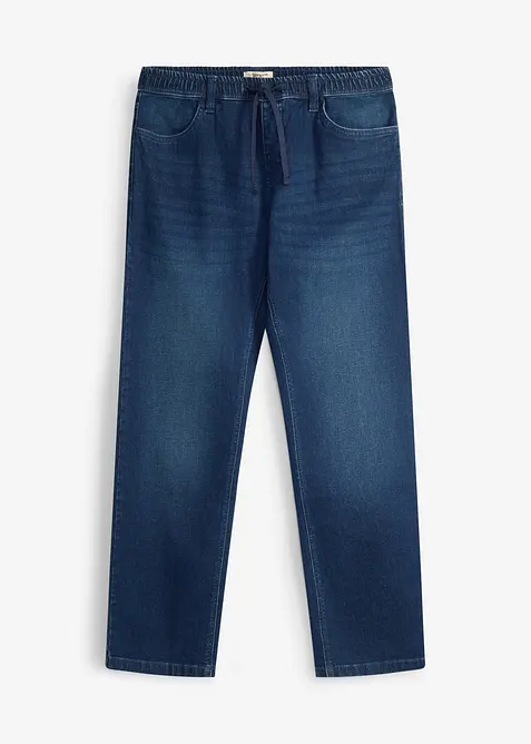 Relaxed Fit Jeans med res&aring;rmidja, Straight, bonprix
