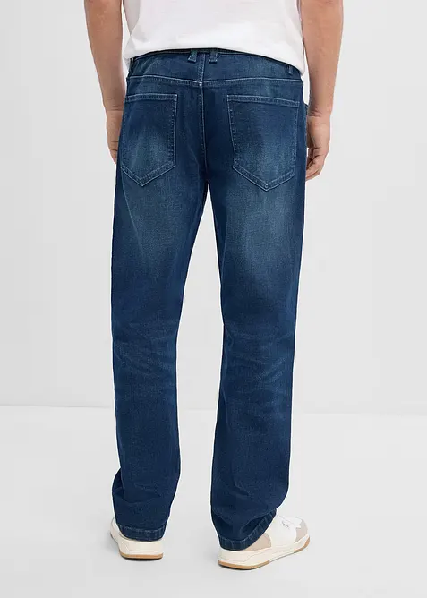 Relaxed Fit Jeans med res&aring;rmidja, Straight, bonprix