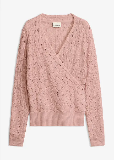 H&aring;lm&ouml;nstrad tr&ouml;ja med omlottlook, bonprix