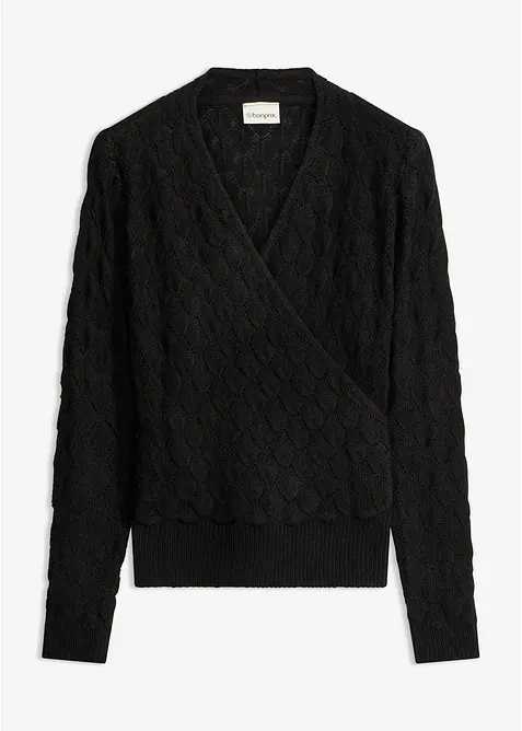 H&aring;lm&ouml;nstrad tr&ouml;ja med omlottlook, bonprix