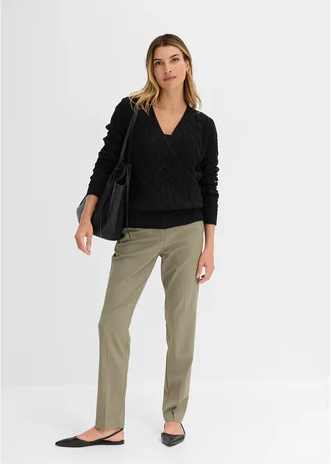 H&aring;lm&ouml;nstrad tr&ouml;ja med omlottlook, bonprix
