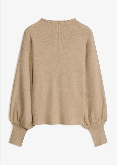 Stickad tr&ouml;ja med ballong&auml;rmar, bonprix