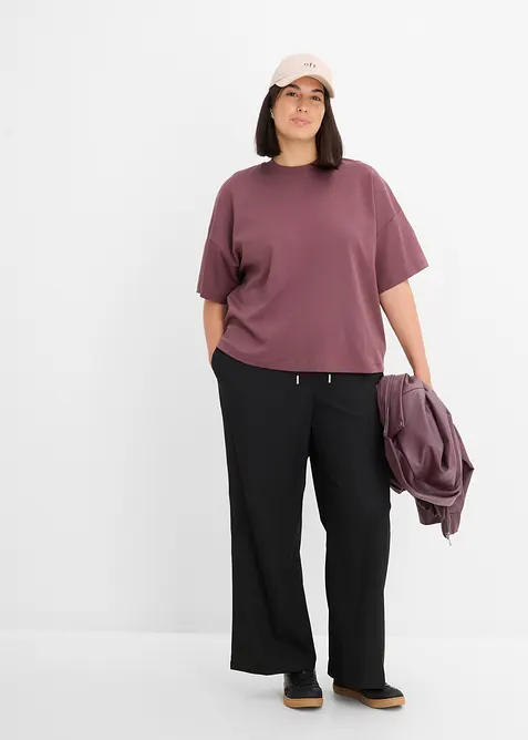 Kort oversizetopp av tjock, ekologisk bomull, bonprix