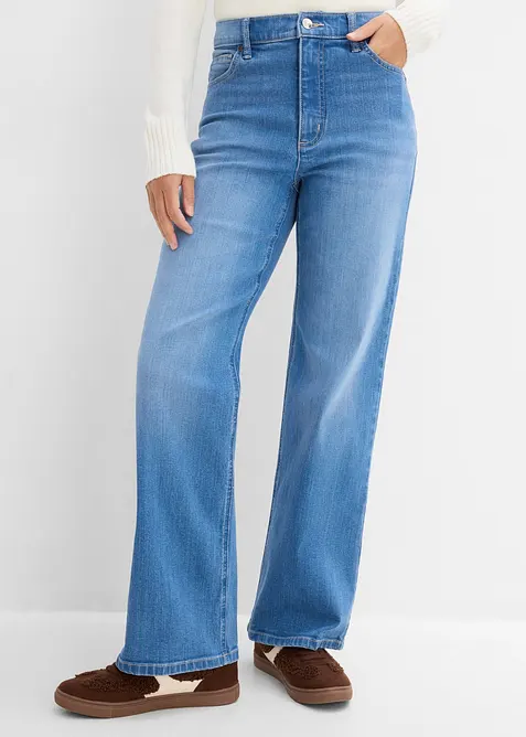 Wide Leg-jeans High Waist, ekologisk bomull, bonprix