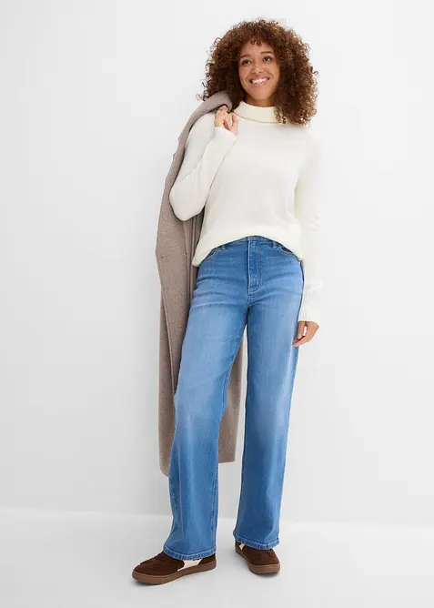 Wide Leg-jeans High Waist, ekologisk bomull, bonprix