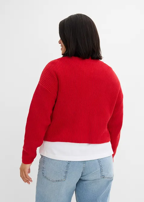 Grovstickad cardigan i bomull, bonprix