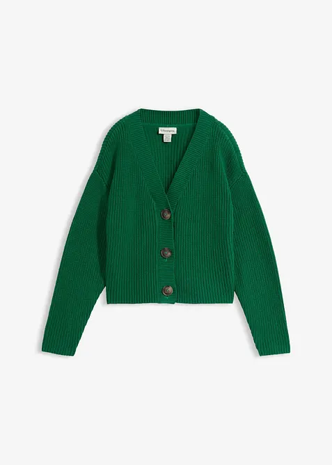 Grovstickad cardigan i bomull, bonprix