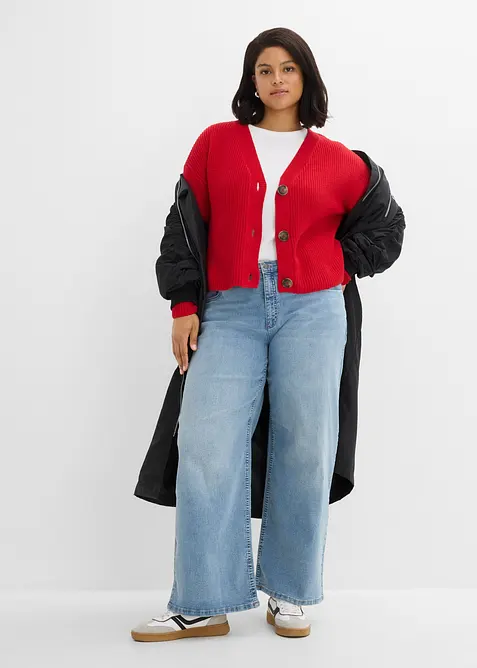 Grovstickad cardigan i bomull, bonprix