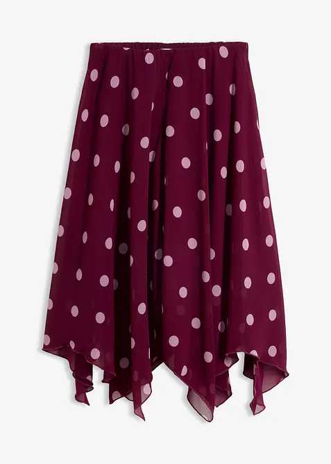 Mellanl&aring;ng chiffongkjol med asymmetrisk nederkant, bonprix