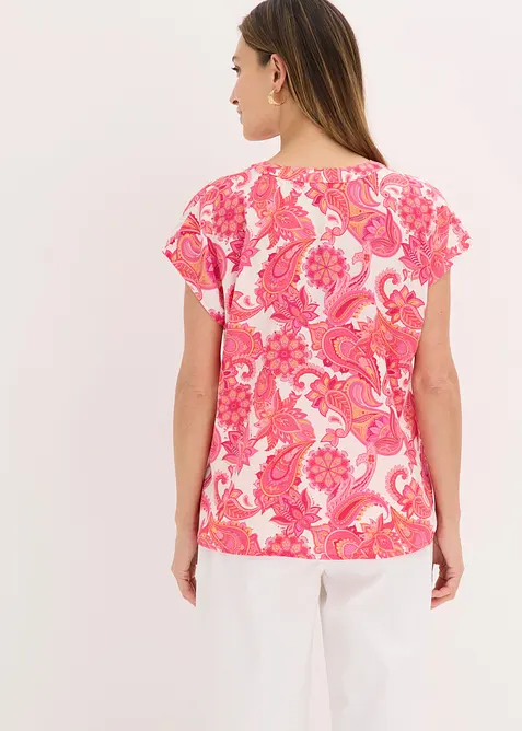 Kort&auml;rmad blus i f&ouml;ljsam satin, bonprix