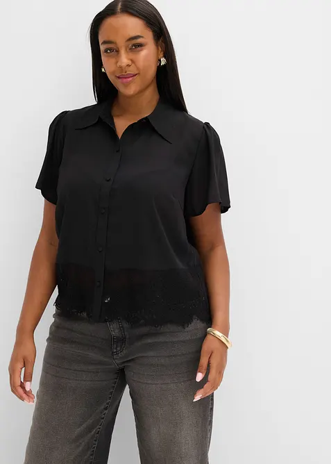Blus med spets, bonprix