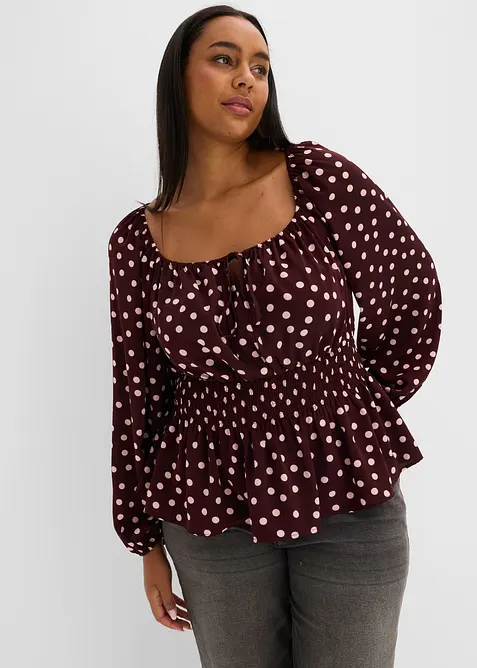 Blus i f&ouml;ljsam satin, bonprix