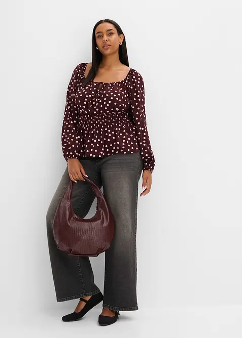 Blus i f&ouml;ljsam satin, bonprix