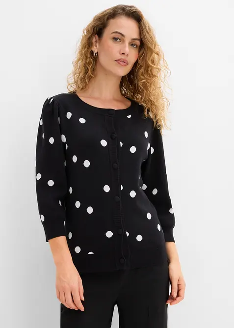 Cardigan i fintr&aring;dig viskosmix, bonprix